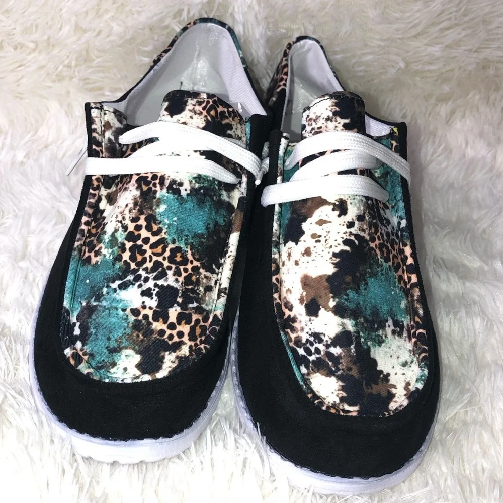 🐆🩵Women's Multicolor Animal Casual Shoes 42 US women’s 10 NWOT 🩵🐆 - Picture 6 of 16